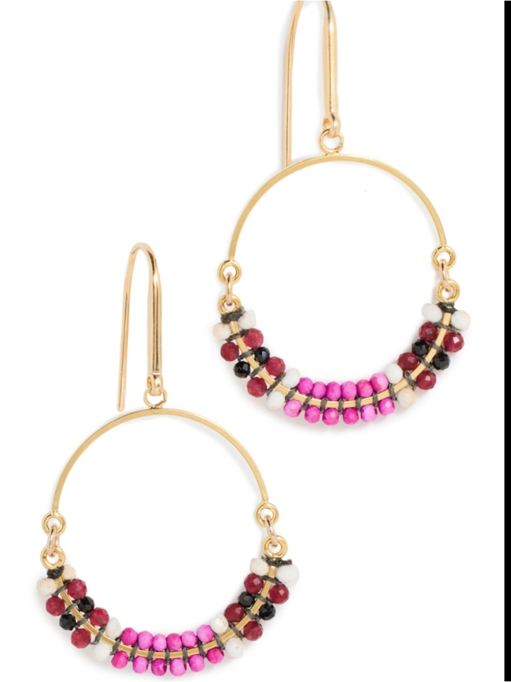 Isabel Marant Cesaria Stripe Beads Hoop Earrings